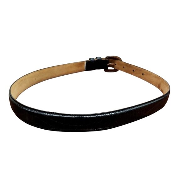 Talbots Leather Croc Embossed Rust Black Fashion Belt Size S - Picture 4 of 6